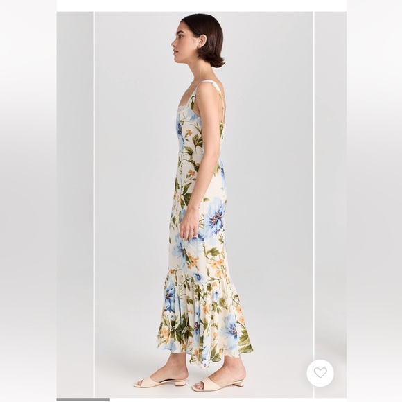 Reformation Irisa floral romantic soft lined midi dress lace trim size 12 NWT - Picture 3 of 11